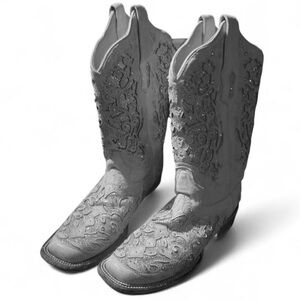 Corral western Cream wedding glitter boots leather